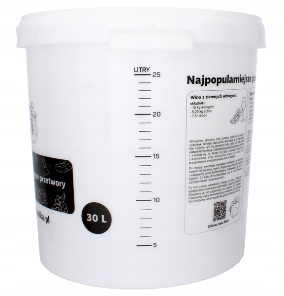 POJEMNIK FERMENTACYJNY 30L Z POKRYWĄ, KRANIKIEM, RURKĄ I USZCZELKĄ *5062