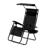 FOLDING GARDEN LOUNGER WITH STAND, POCKET, CANOPY AND HEADREST BLACK *9962