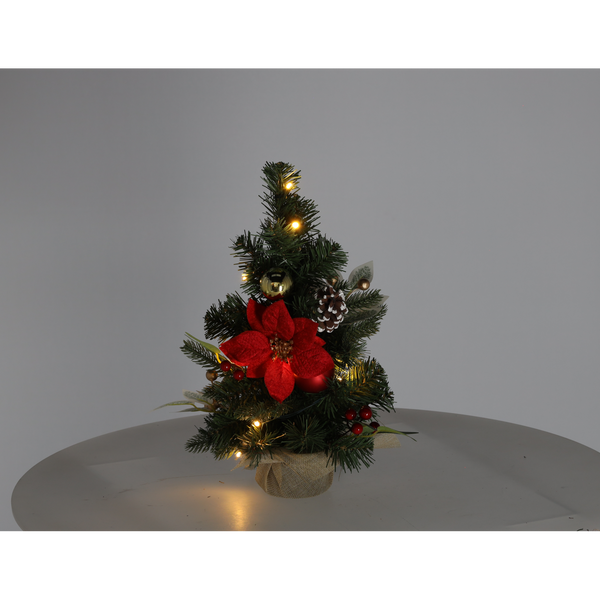 CHOINKA BOŻONARODZENIOWA 10 LED 40 CM CZERWONO-ZŁOTA *0738