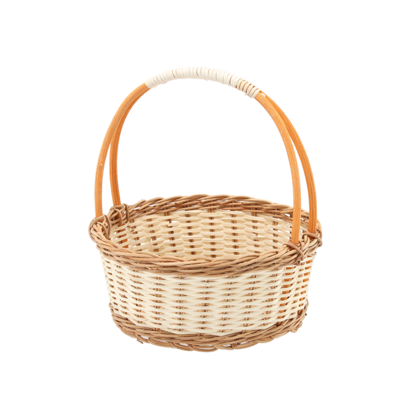 KOSÍK Z RATTANU 25 x 11/27 CM S UCHYTKOM - PRÍRODNÝ S BIELYM *8802