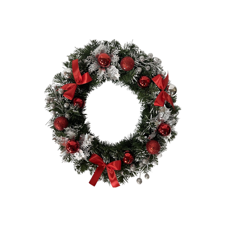 CHRISTMAS WREATH 40 CM SILVER AND RED