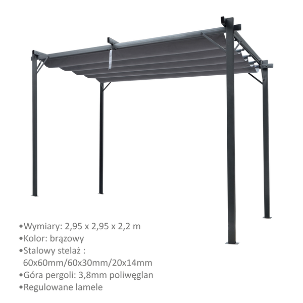 PERGOLA OGRODOWA SZARA 3 X 3M  2.95 x 2.95 x H2.3m