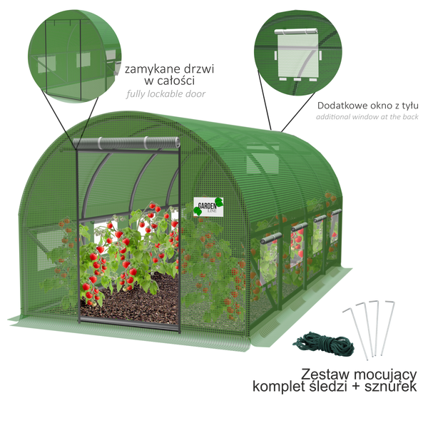 TUNEL FOLIOWY OGRODOWY 4 SEGMENTOWY ZIELONY NEW SOLUTION 4 x 2,5 x 2 M