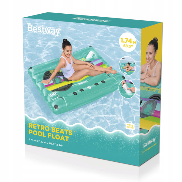 Bestway 68.5" x 46"/1.74m x 1.17m Retro Beats Pool Float