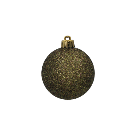 SET OF 6 BAUBLES 6 CM OLIVE/COPPER/GRAPHITE MIX DESIGNS