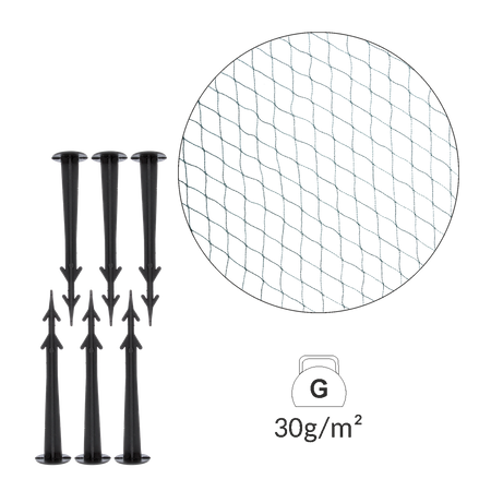 OCHRANNÁ SÍTĚ PROTI PTÁKŮM 4x10m (30g/m2) + 6 PLASTOVÝCH KOLÍKŮ *9820