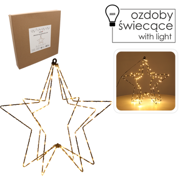 ŚWIĄTECZNA OZDOBA - GWIAZDA LED 40 CM 120 L CIEPŁY BIAŁY NA BATERIE *0320