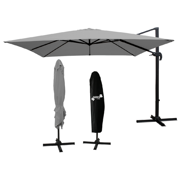 PARASOL OGRODOWY "MINI ROMA" 2,5 x 2,5 M SZARY Z POKROWCEM 