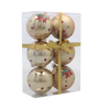 SET OF 6 CHRISTMAS BAUBLES GOLD 7 CM