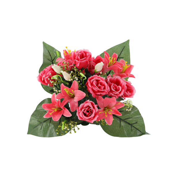 ARTIFICIAL BOUQUET OF FLOWERS ROSES AND LILES ASSORTED COLOURS