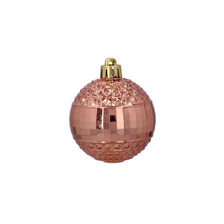 SET OF 6 BAUBLES 6 CM OLIVE/COPPER/GRAPHITE MIX DESIGNS