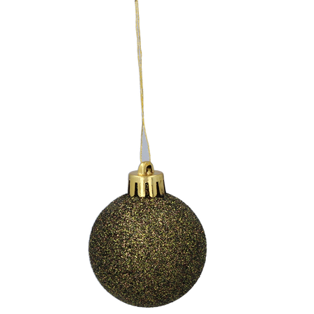 SET OF 31 BAUBLES 3-4.5 CM OLIVE/COPPER/GRAPHITE MIX DESIGNS