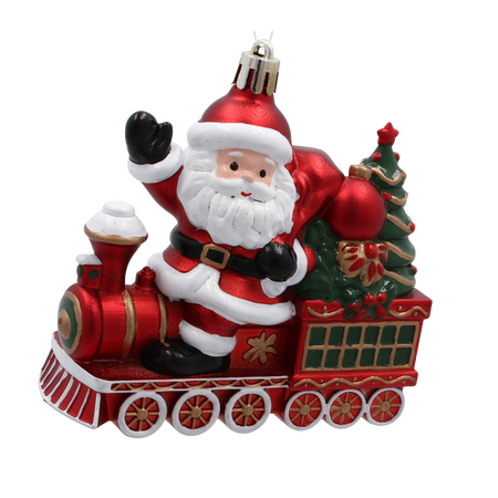 SET OF 2 CHRISTMAS TREE ORNAMENTS - TOY TRAIN WITH SANTA 10 X 4.5 X 10 CM pack=12 sets