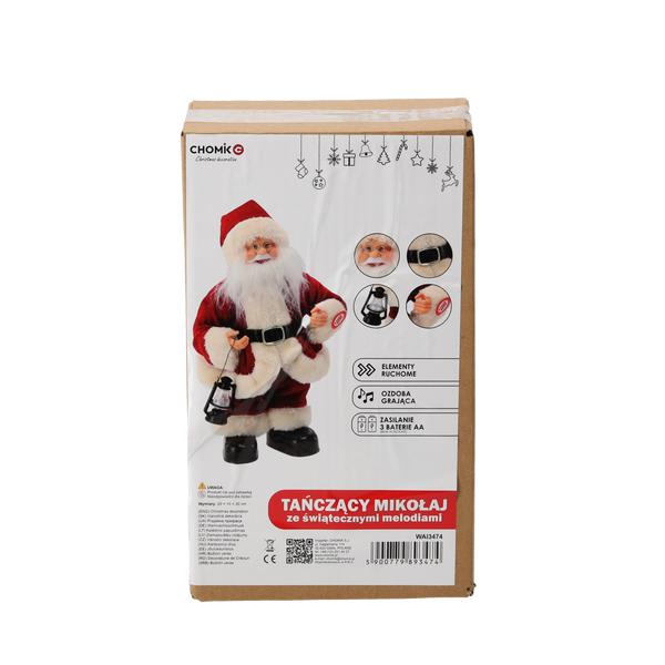 MIKOŁAJ Z LATARENKĄ - TAŃCZĄCY Z MELODIĄ 30 CM *3474