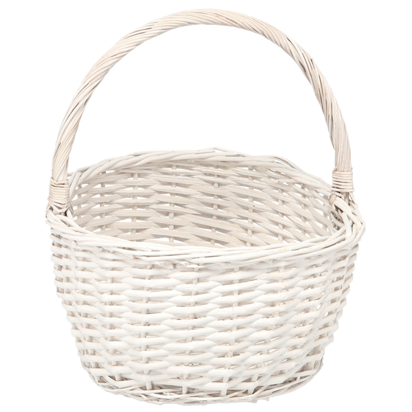 KOSZYK WIKLINOWY 37 x 29 x 17 CM Z RĄCZKĄ - BIAŁY *9456