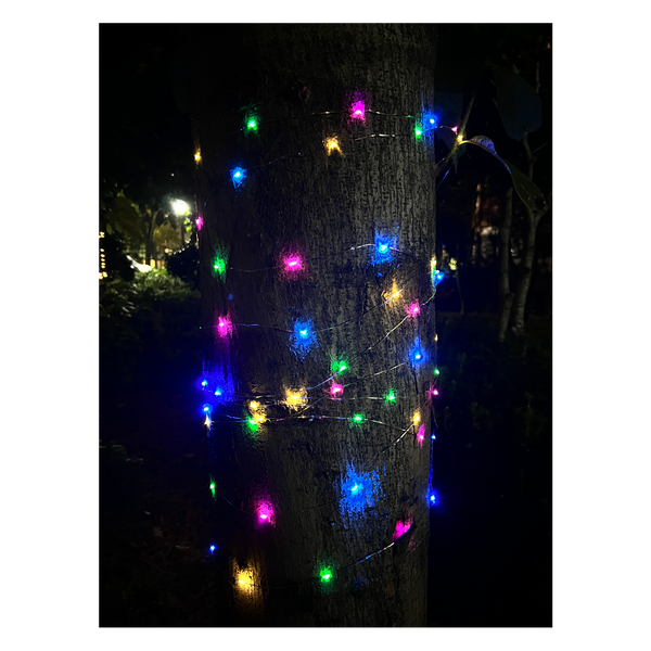 SOLÁRNY OSVETĽOVACÍ REŤAZ DĹŽKA 1,5 + 9,9 M 100 LED MULTICOLOUR *3262