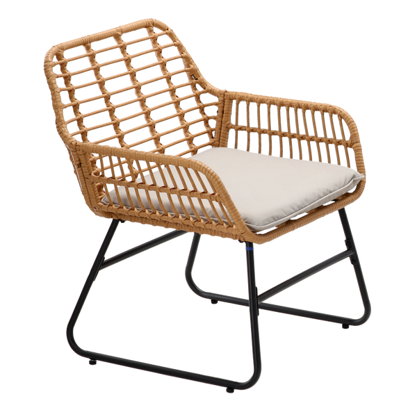 SET DE MOBILIER PENTRU GRĂDINĂ (2 SCUNE, MASĂ) - MARRON, PERNE - GRI *3408