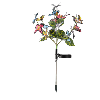 SOLAR LAMP H 68 CM BUTTERFLIES 49 LED WARM WHITE DISPLAY=12PCS