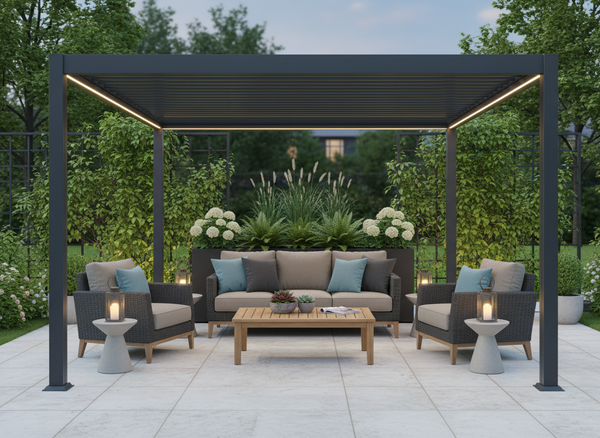 PERGOLA ALUMINIOWA BIOKLIMATYCZNA LED 3 x 4 x 2,5 M ANTRACYT