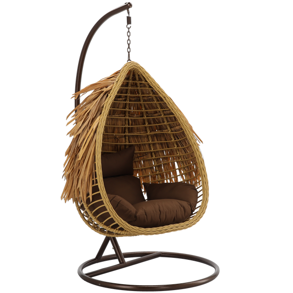 HANGING CHAIR AZTEC - JUTE, CUSHION - BROWN, FRAME - BROWN