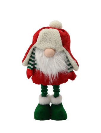 HOLIDAY GNOME WITH ADJUSTABLE LEGS 30 - 48 CM RED - GREEN