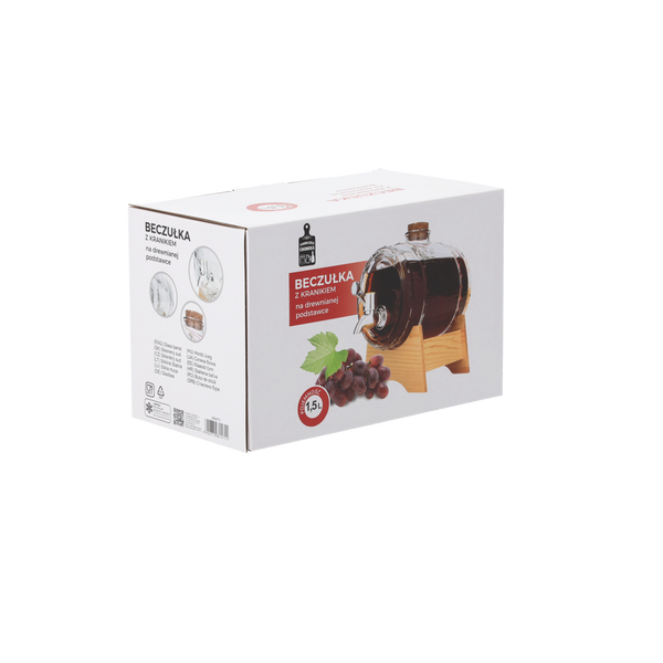 BECZUŁKA 1,5 L NA DREWNIANEJ PODSTAWCE Z KRANIKIEM *5711