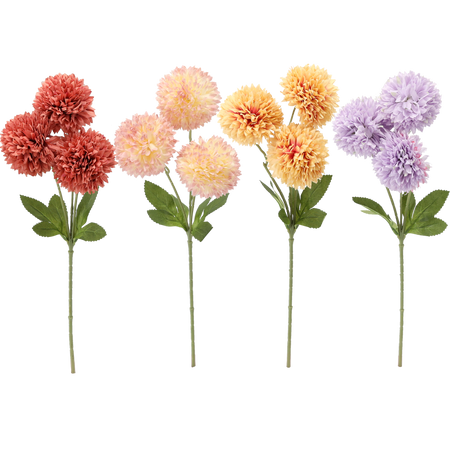 RAMURĂ ARTIFICIALĂ - BUCLE 3 DALII 43 CM MIX DE CULORI pachet=24buc *4120