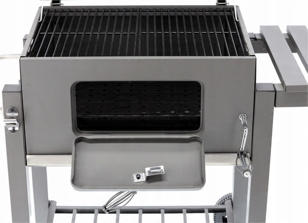 LARGE CHARCOAL GARDEN GRILL WITH LID, CAST IRON GRATE AND CASTORS 114,5 x 60 x 108 CM