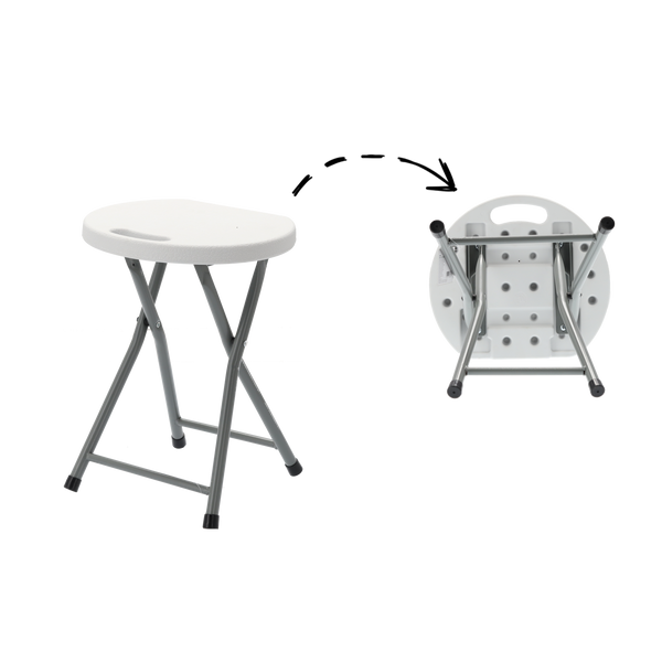 FOLDING CAMPING STOOL DIA32 X H44 CM WHITE