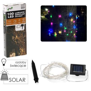 SOLÁRNÍ SVĚTELNÝ ŘETĚZ DÉLKA 1,5 + 9,9 M 100 LED MULTICOLOUR *3262
