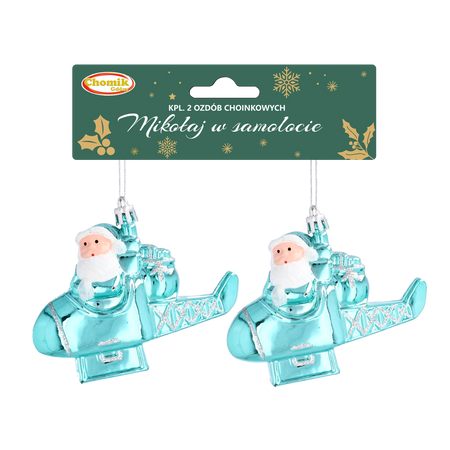 SET DE 2 DECORAȚIUNI DE CRĂCIUN MOȘ CRĂCIUN ÎN AVION *9182