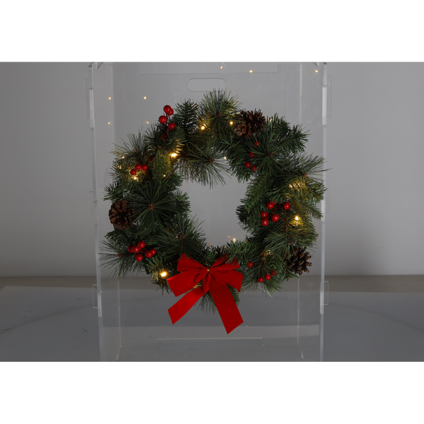 CHRISTMAS WREATH 40 CM RED LED
