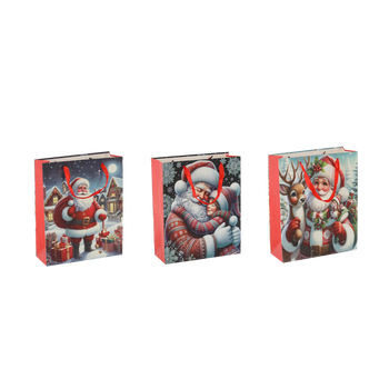 CHRISTMAS GIFT BAG "CHRISTMAS SANTA CLAUS" 18 x 24 x 8 CM MIX DESIGNS