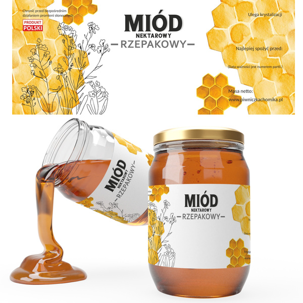 SET OF 100 LABELS HONEY NECTAR RAPESEED 154 x 60 MM