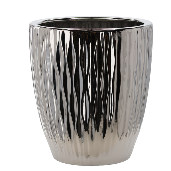 VAS CERAMIC PENTRU GHIVECHE 45 x 45 x 51,5 CM ARGINTIU LUCIOS *0305