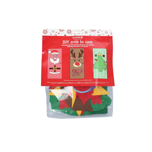 OZDOBA BOŻONARODZENIOWA NA DRZWI "ZRÓB TO SAM" CHOINKA/MIKOŁAJ/RENIFER opak=12szt *7106