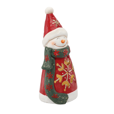 FIGURKA BOŽÍHO NAROZENÍ - SNEHULÁK SE SNEHOVOU KULIČKOU 18,7 X 18 X 39,7 CM LED *1476