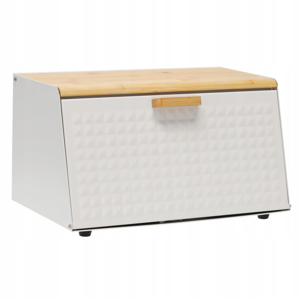 CHLEBAK HIBISCO - EMALIOWANY Z POKRYWĄ BAMBUSOWĄ 35,5 x 17 x 19,5 CM BIAŁY *8886