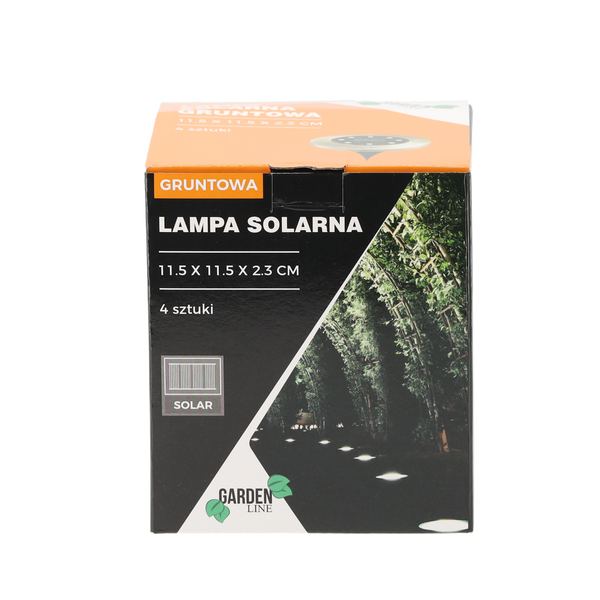 Set of 4 ground solar lamps silver 11.5 x 11.5 x 2.3 cm