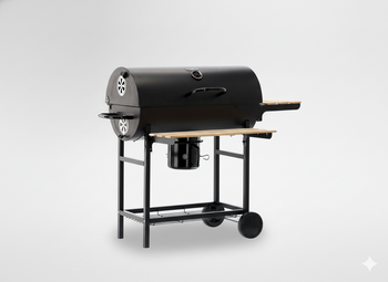 BARREL CHARCOAL GRILL WITH LID AND WHEELS 101 x 70,5 x 94,5 CM