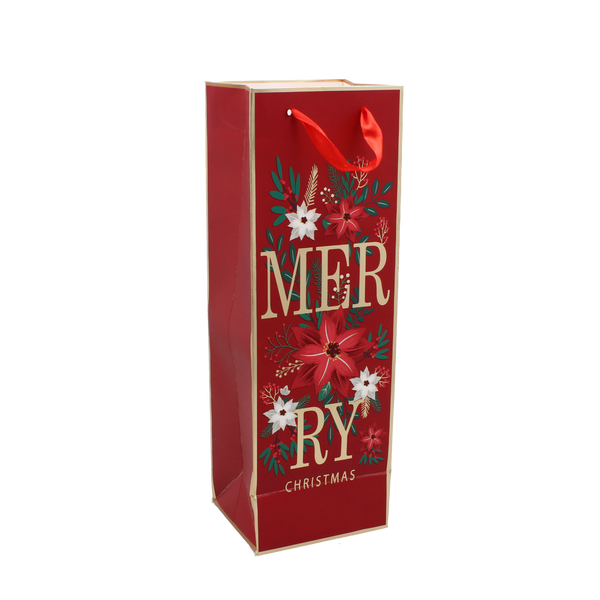 CHRISTMAS WINE GIFT BAG "CHRISTMAS TO YOU" 36 x 12 x 10 CM MIX DESIGNS