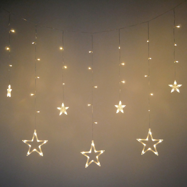 LED OSVETLENIE ZÁCLONA HVIEZDIČKY 138L DĹŽKA 3 + 2 M TEPLÁ BIELA VNÚTORNÉ/POUZE *3997