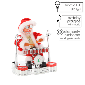 SANTA CLAUS WITH DRUMS - PLAYING 25,5 CM