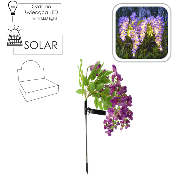 LAMPĂ SOLARĂ H 70 CM WISTERIA 40 LED ALB CALD disp=12buc.