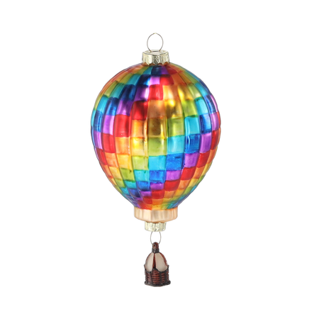 GLASS ORNAMENT - RAINBOW HOT AIR BALLOON 7,3 X 13,5 CM