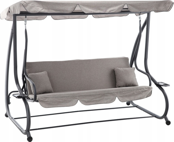 GARDEN SWING 210 X 120 X 170 CM GRAY MELANGE WITH SUNBED FUNCTION