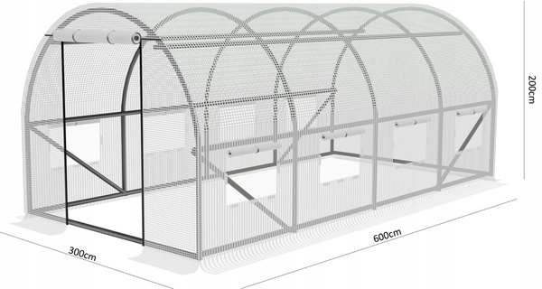 TUNEL FOLIOWY OGRODOWY 4 SEGMENTOWY BIAŁY 6 x 3 x 2 M