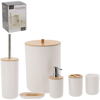 SET BAIE ROTUNDE 6 ELEMENTE ALB + BAMBUS *4298