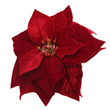 ARTIFICIAL FLOWER - POINSETTIA 25 CM ON CLIP DARK RED