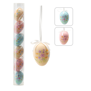 KPL. 6 VELIKONOČNÍCH VAJÍČEK 6 CM V KVĚTINOVÉM MIXU VZORŮ TUBA *9489